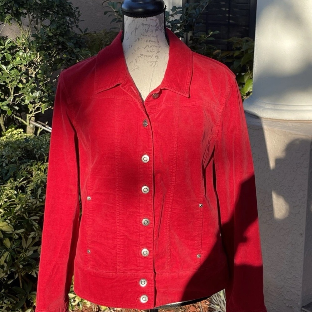 Five Diamonds Red Corduroy Shirt Jacket-Snap Button Western Style-Vintage Y2K